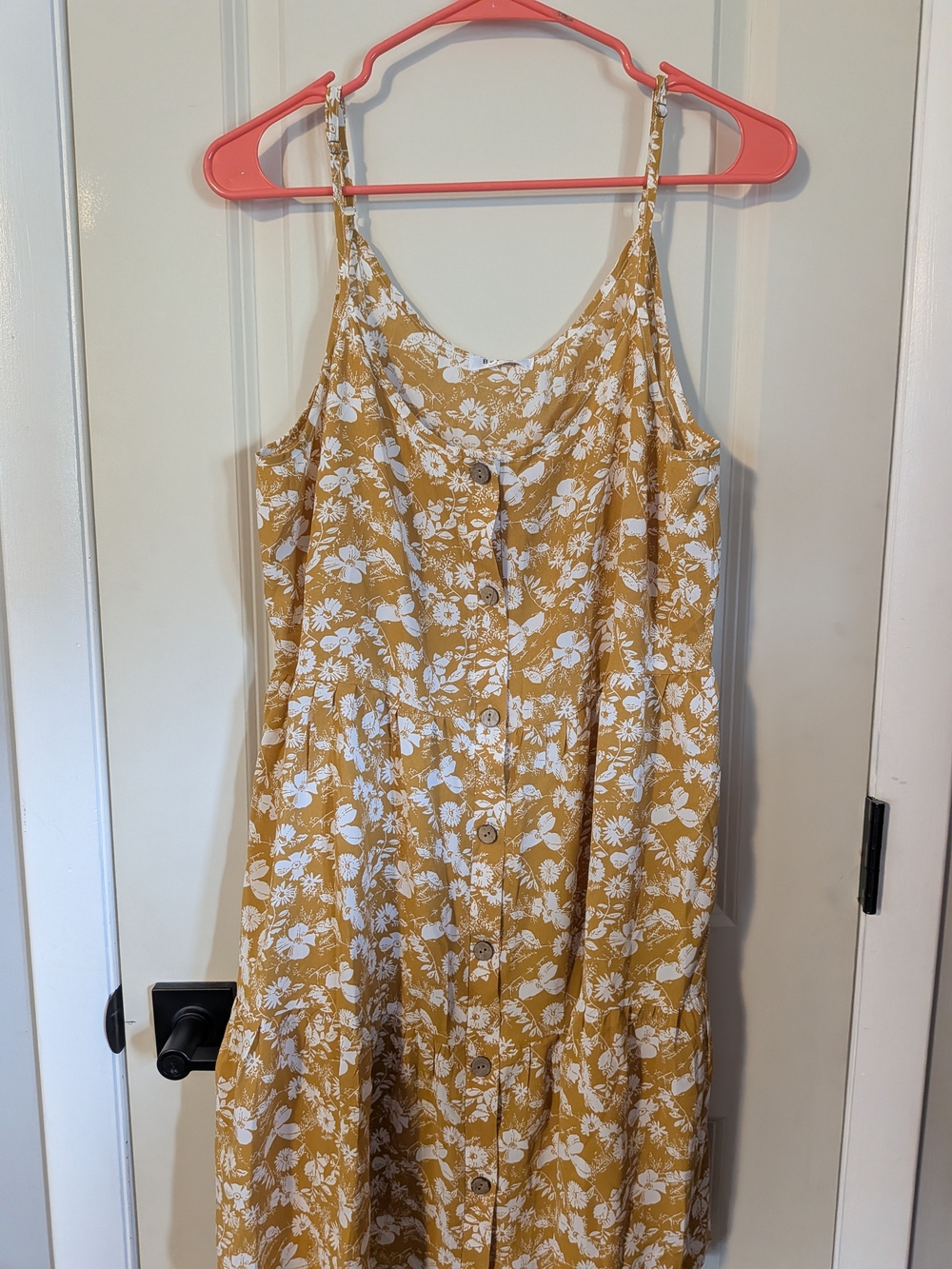 Mustard Yellow Floral Button-Front Sundress